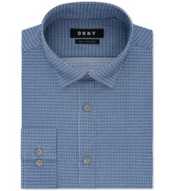 ディーケーエヌワイ DKNY Men's Printed Long Sleeve Collared Dress Shirt Blue Size 15.5X34X35 メンズ