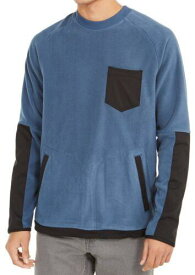 ディーケーエヌワイ DKNY Men's Mix Media Colorblocked Fleece Sweater Blue Size Medium メンズ