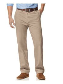 ノーティカ NAUTICA Mens Beige Flat Front Classic Fit Cotton Pants 42W36L メンズ