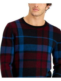 CLUBROOM Mens Expo Red Plaid Long Sleeve Merino Blend Pullover Sweater S メンズ