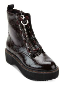 ディーケーエヌワイ DKNY Womens Maroon Glossy Up Pull Tag Eyelet Rhi Toe Platform Boots Shoes 11 レディース