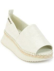 ディーケーエヌワイ DKNY Womens White 1 Platform Espadrille Serrated Orza Wedge Heeled Loafers 8 M レディース