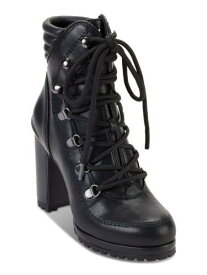 ディーケーエヌワイ DKNY Womens Black Padded Lenni Round Toe Block Heel Lace-Up Heeled Boots 5.5 M レディース