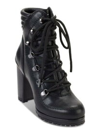 ディーケーエヌワイ DKNY Womens Black Padded Lenni Round Toe Block Heel Lace-Up Heeled Boots 9.5 レディース