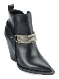 ディーケーエヌワイ DKNY Womens Black Strap Pull Tab Tizz Pointed Toe Block Heel Leather Booties 6 M レディース