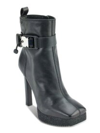 ディーケーエヌワイ DKNY Womens Black 1 Platform Pull Tab Zana Toe Block Heel Leather Booties 9.5 M レディース