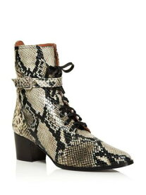 タビサ シモンズ TABITHA SIMMONS Womens Beige Snake Porter Almond Block Heel Leather Booties 37 レディース