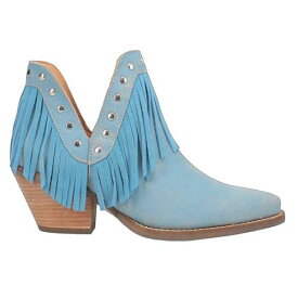 ディンゴ Dingo Fine N' Dandy Round Toe Cowboy Booties Womens Blue Casual Boots DI186-400 レディース