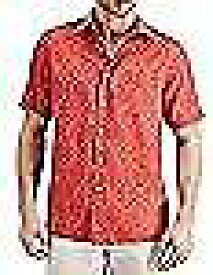 Tasso Elba Mens Shirt Large Medallion Print Linen Button Down L Red メンズ