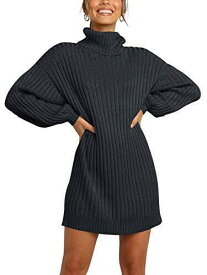 Anrabess ANRABESS Womens Loose Turtleneck Knit Long Pullover Sweater Dress Winter Tunic レディース