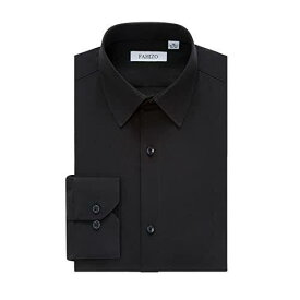 FAHIZO Mens Dress Shirt Long Sleeve Stretch Regular Fit Button Up Shirts(Black メンズ