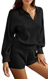 グレース GRACE KARIN Womens 2 Piece Outfits Sweater Sets Lapel Collar Long Sleeve Top レディース