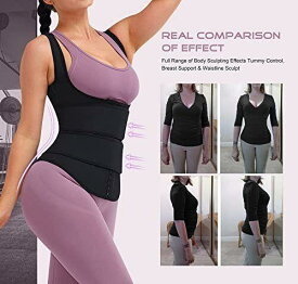 Wonder-Beauty Latex Waist Trainer for Women Vest with Straps Adjustable -Black-S レディース