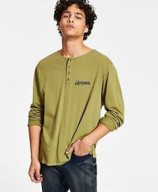 Heroes Motors Mens Long-Sleeve Graphic Henl Army XL GREEN Size XLARGE S/S メンズ
