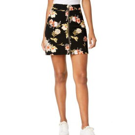 Inc INC NEW Women's Black Floral-Print Zip-Front Mini A-Line Skirt L TEDO レディース