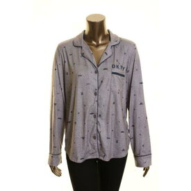 Dkny ディーケーエヌワイ DKNY NEW Women's Gray/navy Super-soft Printed Pajama Top Casual Shirt Top M TEDO レディース