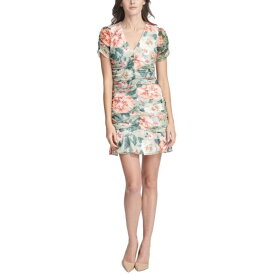 Kensie ケンジー KENSIE NEW Women's Sea Green Multi Ruched Floral Printed Lace Dress 8 TEDO レディース