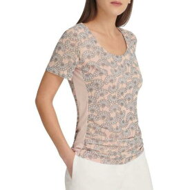 ディーケーエヌワイ DKNY NEW Women's Blush/ivory Printed Short Sleeve Casual Shirt Top XS TEDO レディース