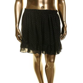 Guess ゲス GUESS NEW Women's Black/gold Polka Dot Foil Pull On Skater A-Line Skirt L TEDO レディース