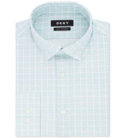 ディーケーエヌワイ DKNY Men's Slim Fit Active Stretch Moisture Wicking Non Iron Check Dress Shirt メンズ