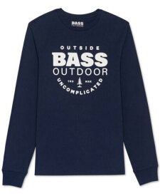 バス Bass Outdoor Men's Uncomplicated Long Sleeve Logo T-Shirt Blue Size Small メンズ