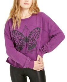 Rebellious One Juniors' Butterfly Graphic Sweatshirt Purple Size Small レディース