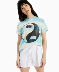 ジャンクフード Junk Food Women's Cotton Tie Dyed One Love Graphic T-Shirt Blue Size Medium レディース