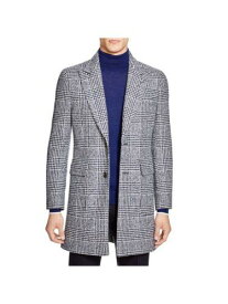 HARDY AMIES Mens Navy Single Breasted Houndstooth Top Coat 42R メンズ