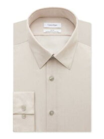 カルバンクライン CALVIN KLEIN Mens Pink Point Collar Slim Fit Button DownShirt XL 17- 34/35 メンズ