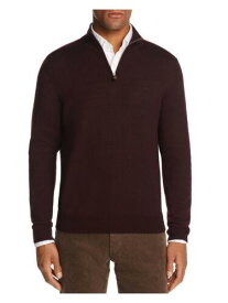 Designer Brand Mens Maroon Mock Neck Quarter-Zip Merino Blend Sweater XXL メンズ