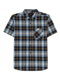 ジャンクフード JUNK FOOD Mens Shepard Navy Plaid Short Sleeve Collared Button Down Shirt S メンズ