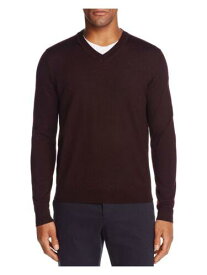 Designer Brand Mens Maroon V Neck Merino Blend Pullover Sweater XL メンズ