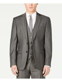 カルバンクライン CALVIN KLEIN Mens Gray Single Breasted Patterned Stretch Jacket 38S メンズ