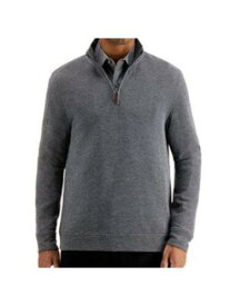 TASSO ELBA Mens Black Long Sleeve Mock Quarter-Zip Cotton Blend Shirt S メンズ