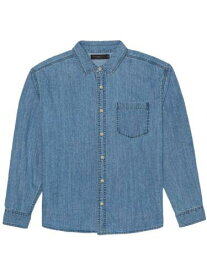 ジャンクフード JUNK FOOD Mens Randell Blue Long Sleeve Classic Fit Button Down Casual Shirt S メンズ