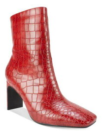 SEVEN DIALS Womens Red Crocodile Nicole Square Toe Zip-Up Dress Booties 8 M レディース