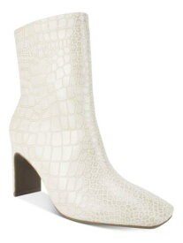 SEVEN DIALS Womens White Croco Nicole Square Toe Sculpted Heel Booties 9 M レディース