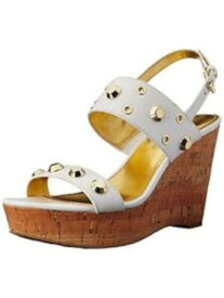 イバンカトランプ IVANKA TRUMP Womens White Studs 1 1/2 Platform Gitty Wedge Sandals 8 M レディース