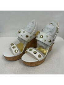 イバンカトランプ IVANKA TRUMP Womens White Studs 1 1/2 Platform Gitty Wedge Sandals 7.5 M レディース