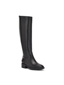 ナインウエスト NINE WEST Womens Black Pull Tab Barile Square Toe Block Heel Riding Boot 6.5 M レディース