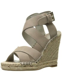 ジョイー JOIE Womens Gray Kaelyn Round Toe Wedge Leather Espadrille Shoes 8 M レディース