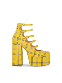 メデン STEVE MADDEN Womens Yellow Plaid 3 Platform Toe Block Heel Pumps Shoes 7 M レディース