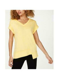 カルバンクライン CALVIN KLEIN Womens Yellow Cap Sleeve V Neck Active Wear T-Shirt M レディース