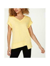 カルバンクライン CALVIN KLEIN Womens Yellow Cap Sleeve V Neck Active Wear T-Shirt L レディース