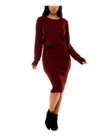 フェイマス ALMOST FAMOUS Womens Burgundy Long Sleeve Midi Pencil Dress Juniors S レディース