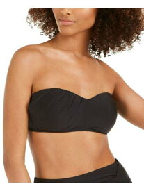 ディーケーエヌワイ DKNY Women's Black Draped Lined Stretch Tie Bandeau Swimsuit Top S レディース