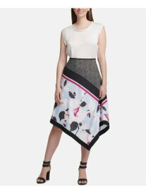 ディーケーエヌワイ DKNY Womens Black Floral Tea-Length A-Line Skirt 14 レディース