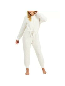 JENNI Intimates White Drawstring Hooded Tie Waist Sherpa Union Suit Pajamas XS レディース