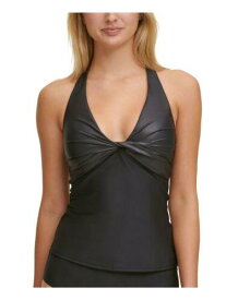 ディーケーエヌワイ DKNY Women's Black REMOVABLE CUPS Twist Front Halter Tankini Swimsuit Top M レディース