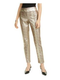 ALFANI Womens Gold Zippered Pocketed Printed Evening Skinny Pants 6 レディース